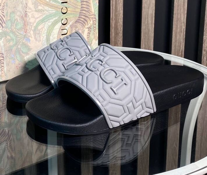 Мужские шлепки Gucci мужской резина графитовый 151972