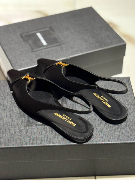 Туфли Saint Laurent женский текстиль черный 180442-5