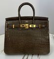 Сумка Hermès Birkin 25 женский кожа болотный 162969-1