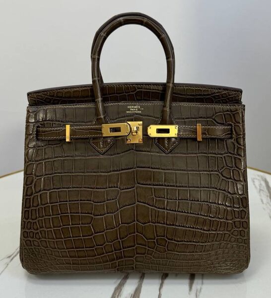Сумка Hermès Birkin 25 женский кожа болотный 162969