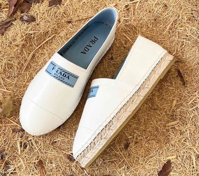 Эспадрильи Prada женский кожа белый 103989