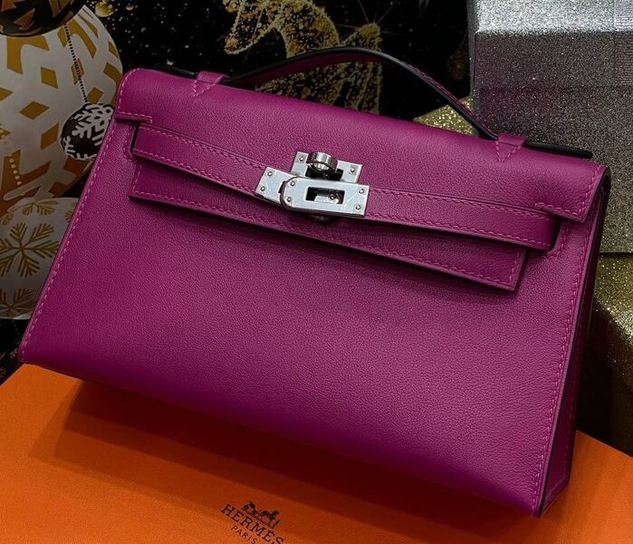 Сумка Hermèskelly 20 Pochette женский кожа фиолетовый 138896