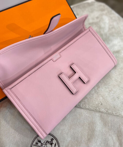 Клатч Hermès женский кожа розовый 75243-2