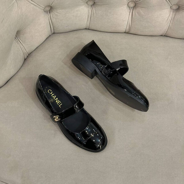 Туфли Chanel женский кожа черный 128592-3