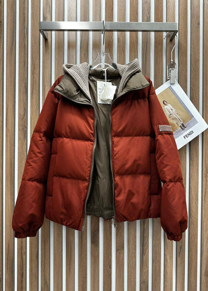 Пуховик Brunello Cucinelli женский бордовый 162034-2