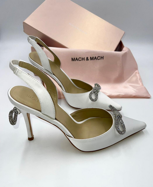 Босоножки Mach&Mach женский сатин белый 12476-3