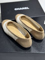 Балетки Chanel женский текстиль бежевый 183947-6