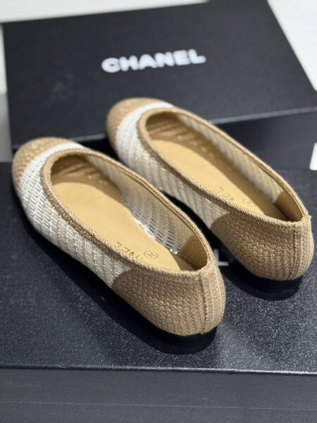 Балетки Chanel женский текстиль бежевый 183947-6