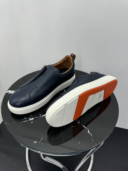 Мужские кеды Santoni мужской кожа синий 191903-2