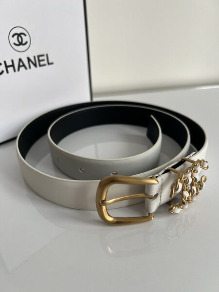 Женский ремень Chanel женский кожа белый 139144-2