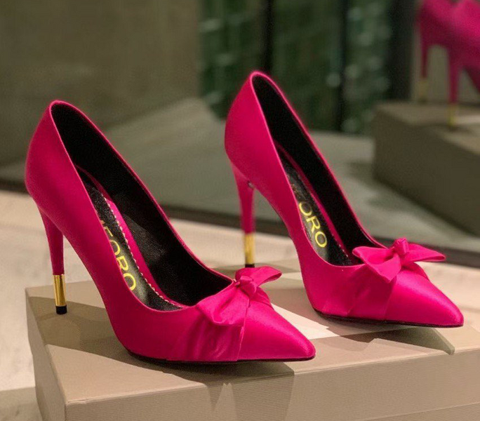 Туфли Tom Ford женский сатин бордовый 92833