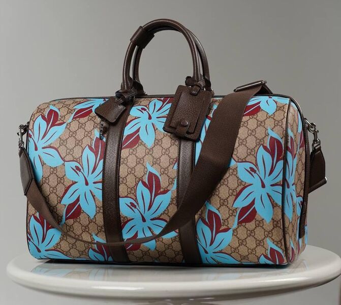 Дорожная сумка Gucci женский канва бирюзовый 192162