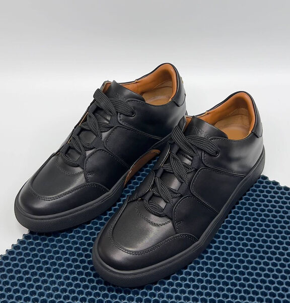 Мужские кеды Zegna мужской кожа черный 131532-2