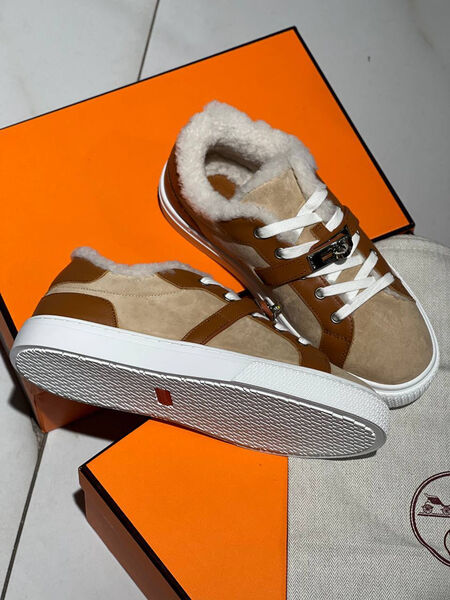 Кеды Hermès женский замша бежевый 166601-2
