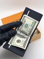 Зажим для купюр Louis Vuitton мужской кожа графитовый 22866-3