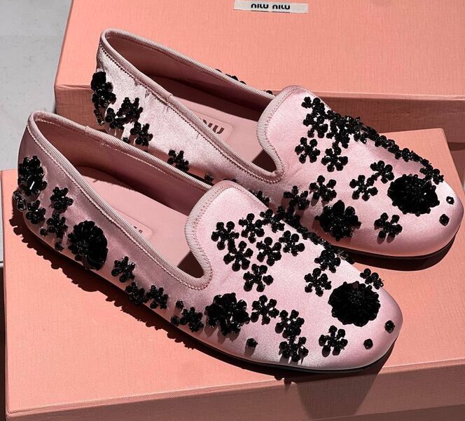 Лоферы Miu Miu женский текстиль розовый 148251