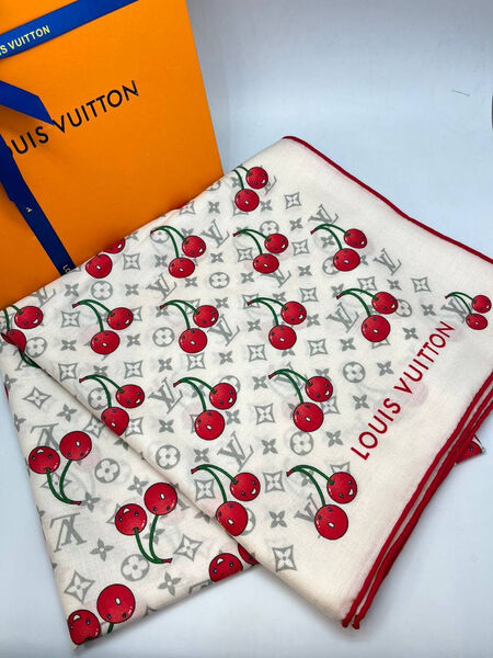 Платок Louis Vuitton женский кашемир бордовый 197799