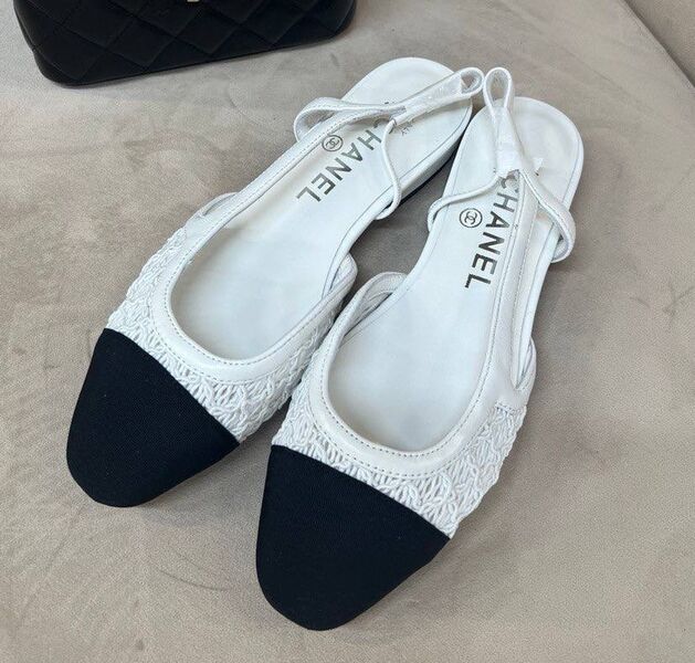 Балетки Chanel женский текстиль белый 191204