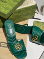 Босоножки Gucci женский кожа болотный 12260-3