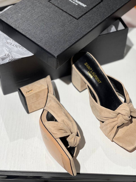Босоножки Saint Laurent женский замша бежевый 12767-2
