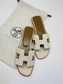 Шлепки Hermès женский кожа белый 89197-2