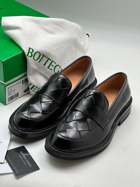 Мужские лоферы Bottega Veneta мужской кожа черный 134932-4