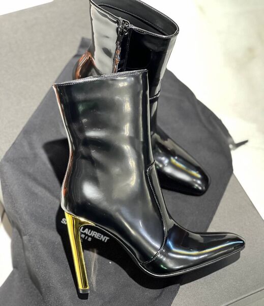 Ботильоны Saint Laurent женский кожа черный 129579