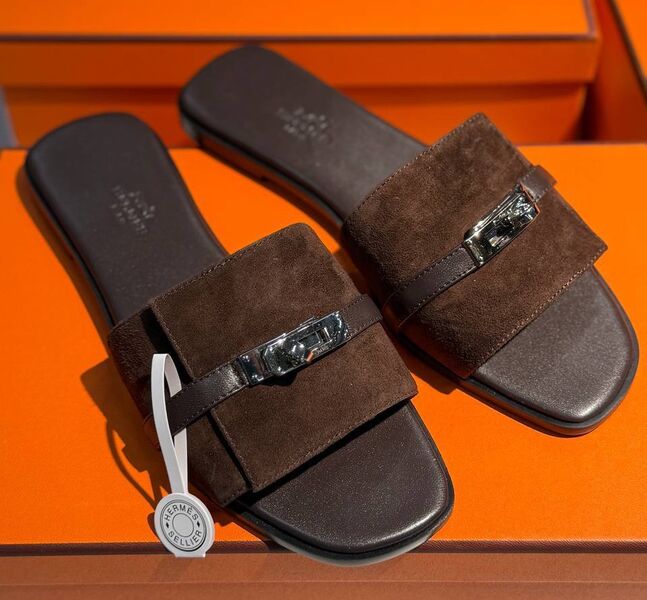 Шлепки Hermès женский замша 188103