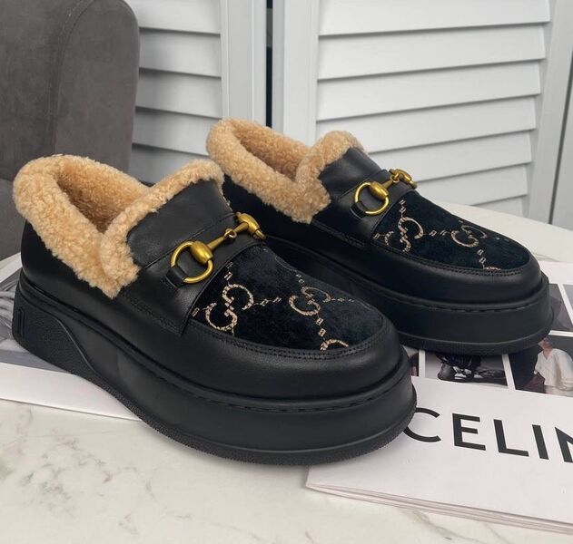 Лоферы Gucci женский кожа черный 135066