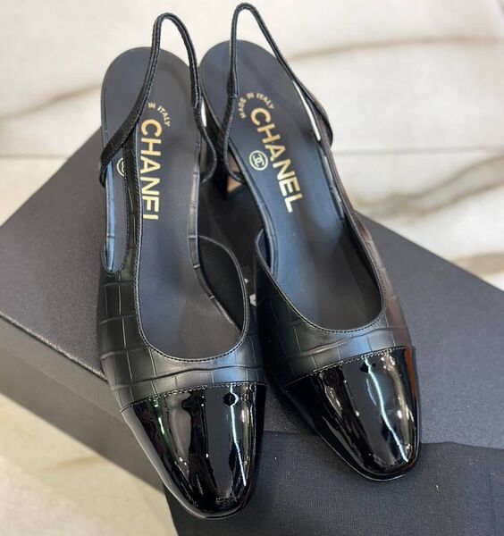 Туфли Chanel женский кожа черный 124630