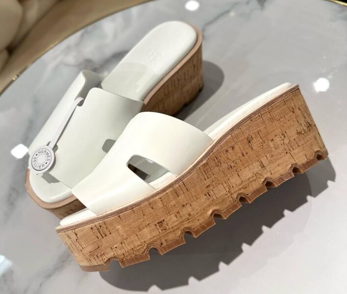 Шлепки Hermès женский кожа белый 183290