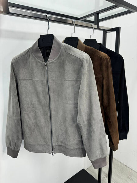 Мужской бомбер Zegna мужской замша графитовый 193624-4