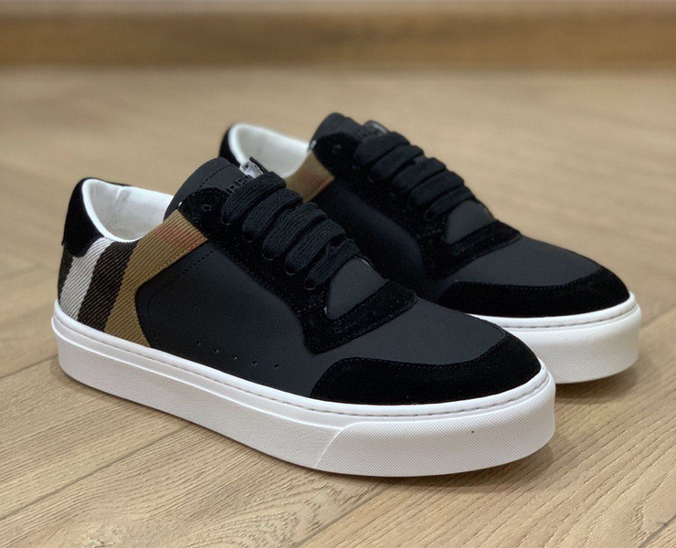 Кроссовки Burberry женский кожа черный,коричневый 33007