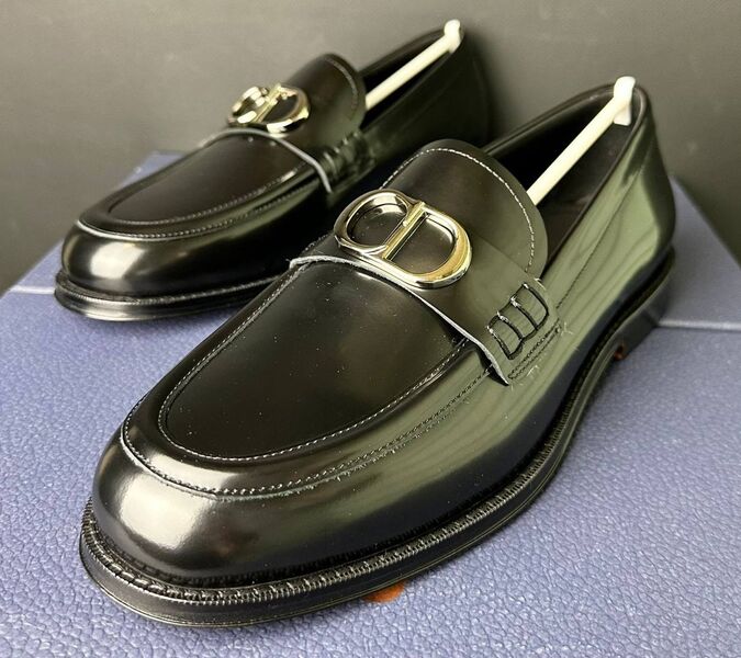 Мужские лоферы Christian Dior мужской кожа черный 145401