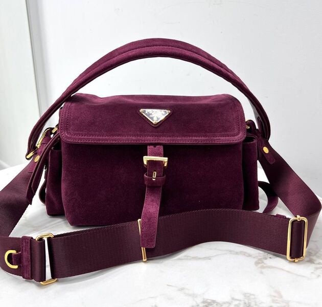 Сумка Prada женский замша бордовый 200214