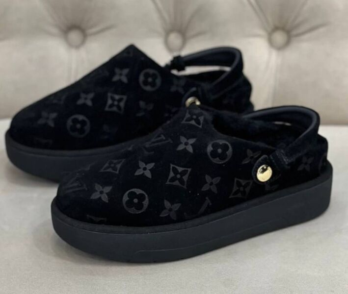 Сабо Louis Vuitton женский замша черный 132894