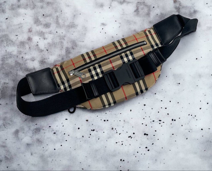 Мужская сумка слинг Burberry мужской текстиль бежевый 123794-3