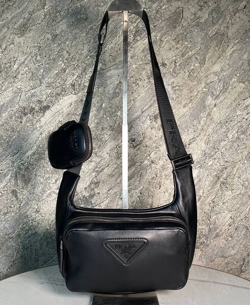 Мужская сумка мессенджер Prada мужской кожа черный 167086