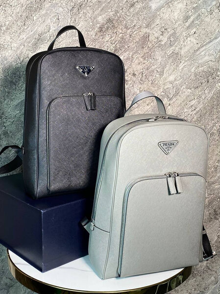 Мужской рюкзак Prada мужской кожа графитовый 167090-10