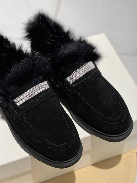 Лоферы Brunello Cucinelli женский замша черный 129360-2