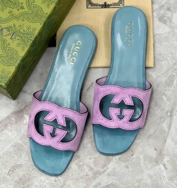 Шлепки Gucci женский замша фиолетовый 188869