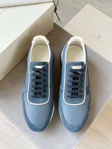 Мужские кроссовки Brunello Cucinelli мужской кожа бирюзовый 131518-4