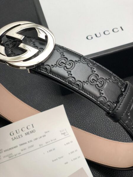 Мужской ремень Gucci мужской кожа черный 52329-3