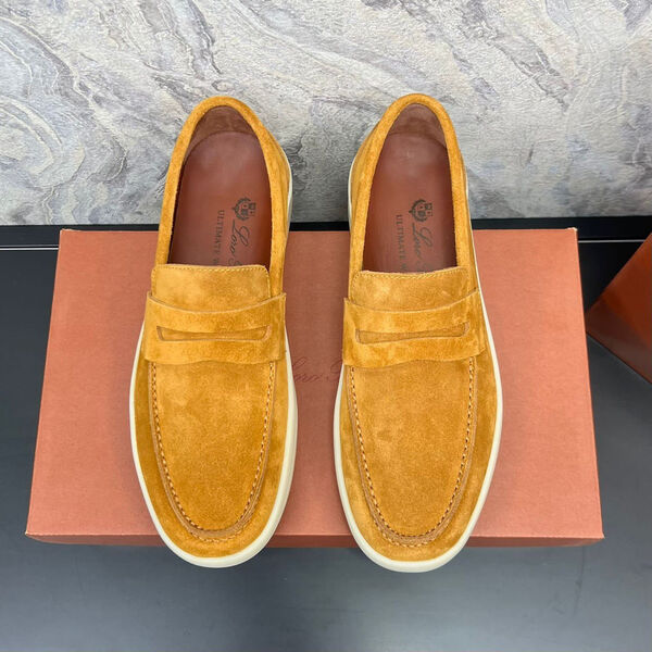 Мужские лоферы Loro Piana мужской замша горчичный 112636-2