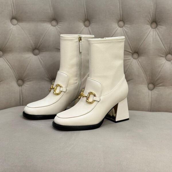 Ботильоны Gucci женский кожа белый 122999-2