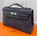 Сумка Hermèskelly Pochette женский замша графитовый 155748