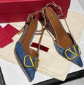 Босоножки Valentino женский джинса синий 12833-1