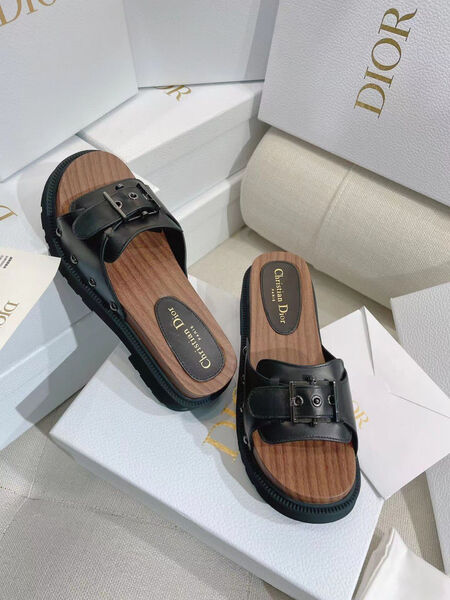 Шлепки Christian Dior женский кожа черный 105199-3