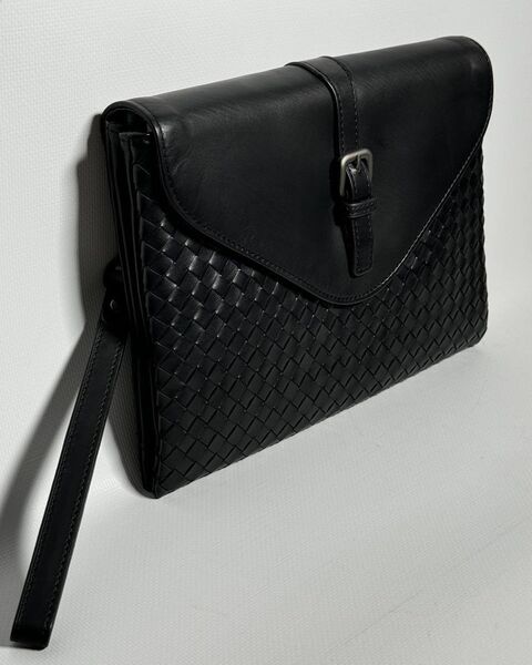 Мужской клатч Bottega Veneta мужской кожа черный 195718