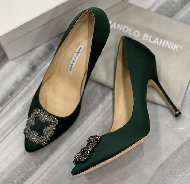 Туфли Manolo Blahnik женский сатин болотный 122576